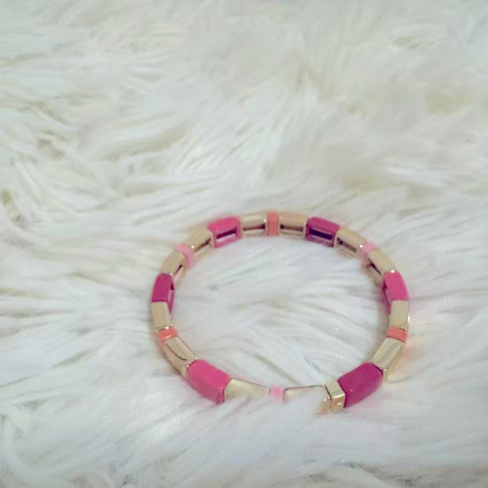 Roxanne Assoulin - Rainbow Brite Bit X Bit Colorful Pink Stretch Bracelet